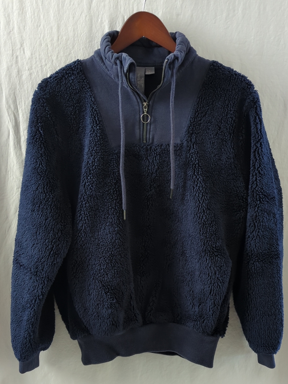 Sweaty Betty Navy Sherpa Faux Shearling Quarter Zip Pullover Sweater 10 885531